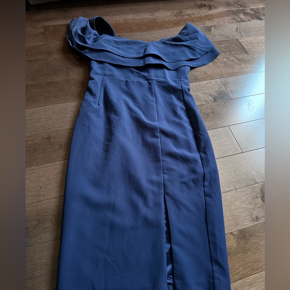 Bardot One Shoulder Navy Dress